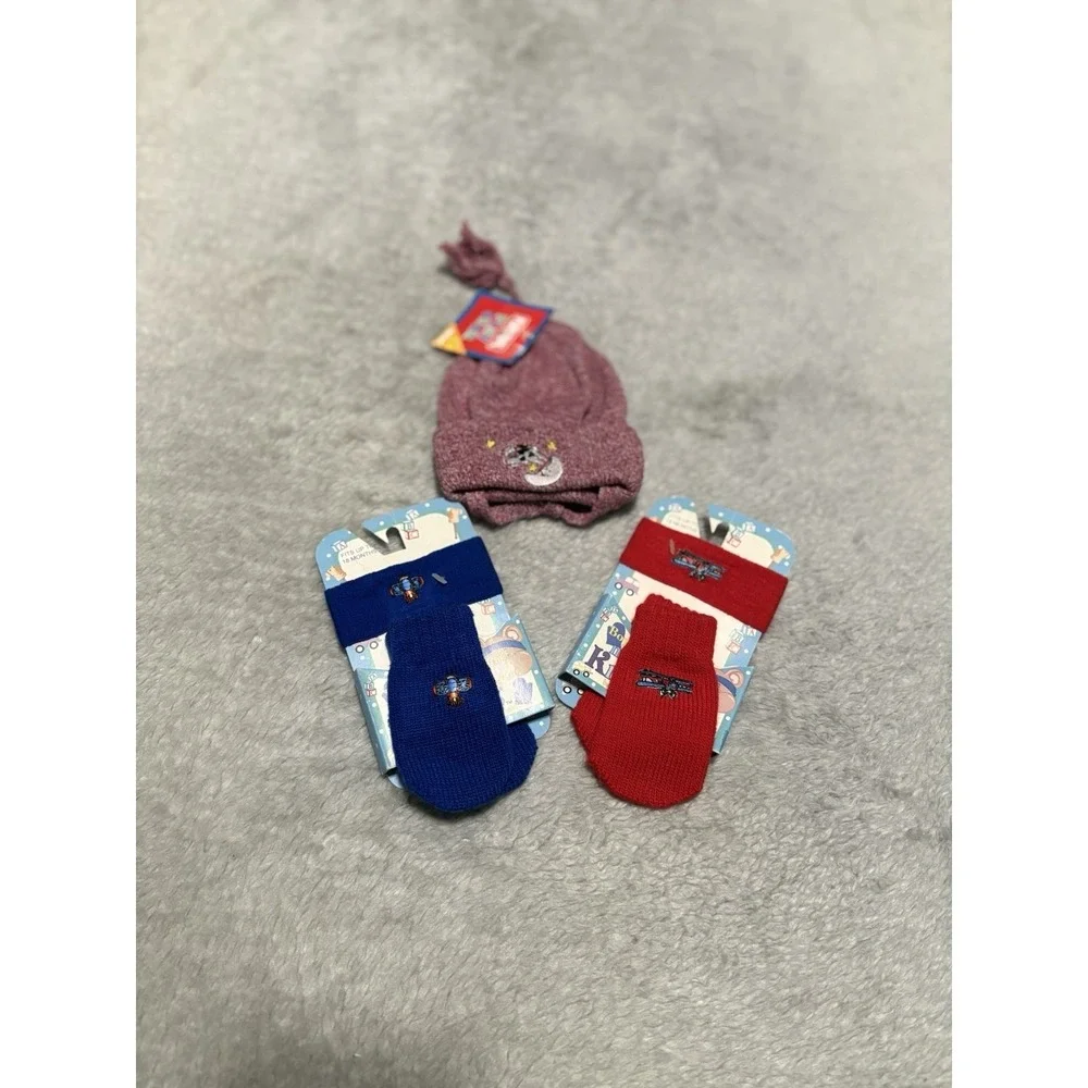 New Vintage Boys‎ Toddler Mini Knit Bits Ski Band Mittens Hat Bundle